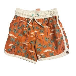 Kid's Cat & Jack Orange Tropical Palm Tree Print Swimsuit Shorts